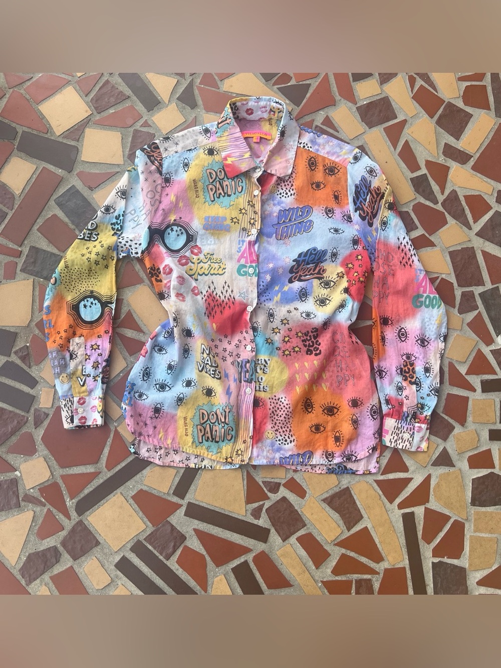 Vilagallo Multicolor Graphic Button-Down Shirt